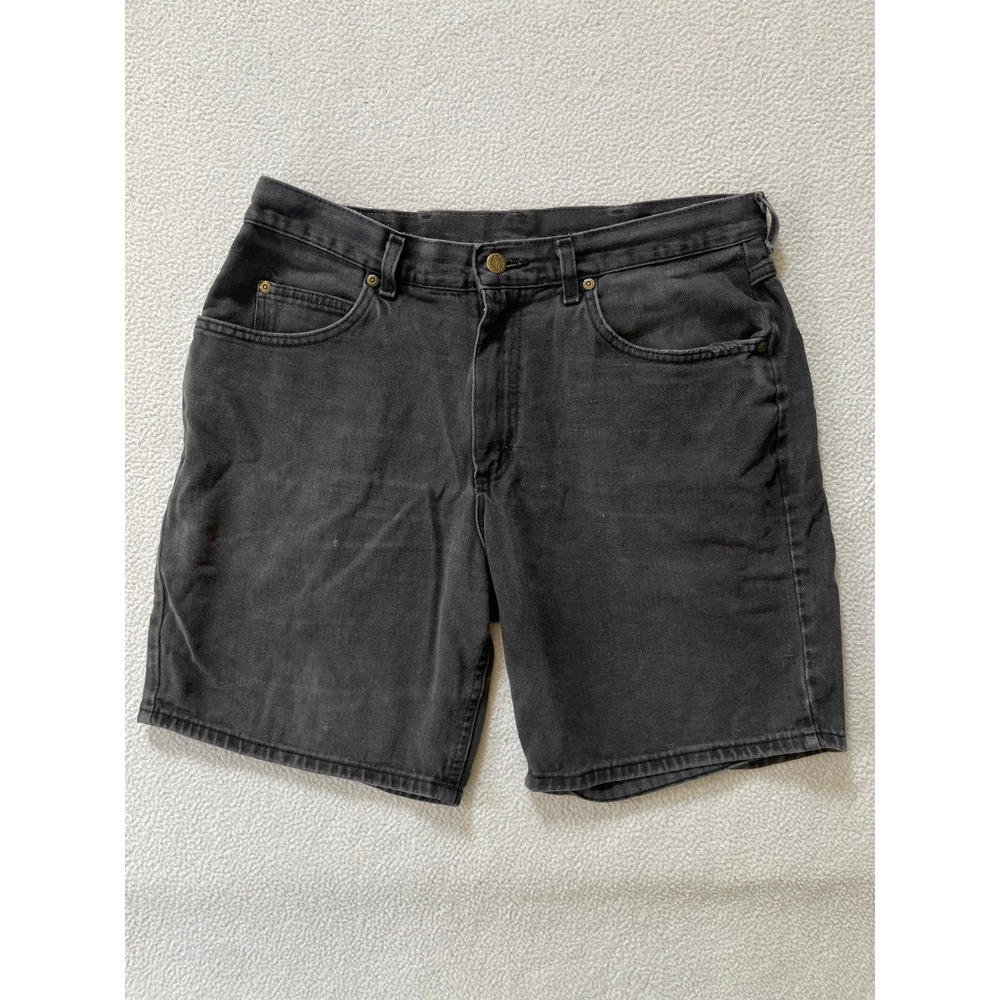 Vintage 90s Lee Riders Mens 36x8 Denim Shorts Black Faded High Rise Jorts Hole